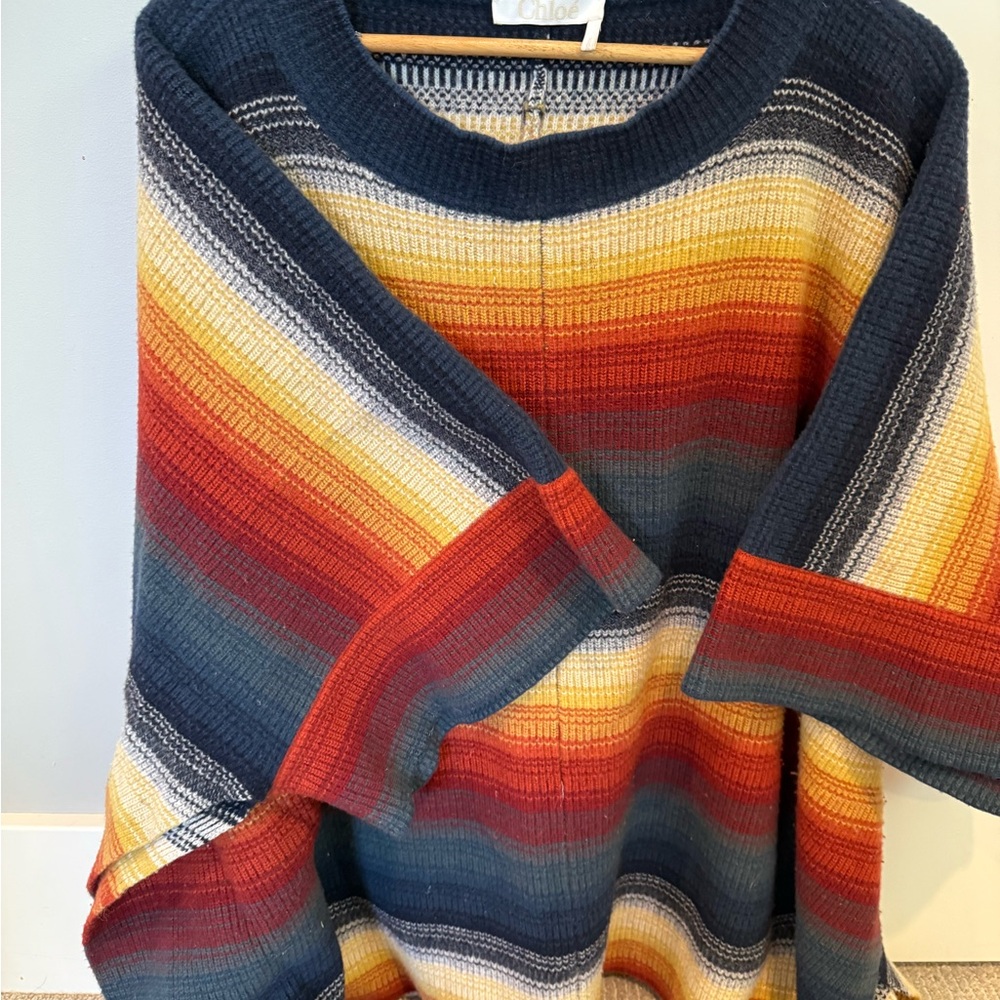 Chloe Multicolor Striped Women's Sweater/poncho